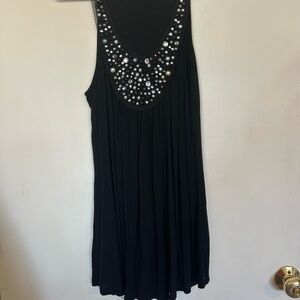 B'Leev Y2K Longline Tank Black with embellished neckline